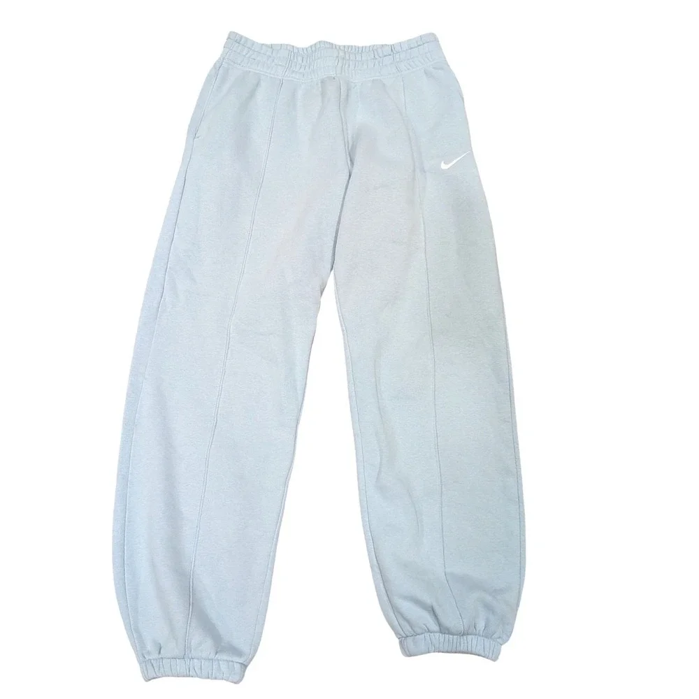 NIKE Sportswear Light Blue Club Fleece Jogger Sweatpants Front Seam Logo Wmns M